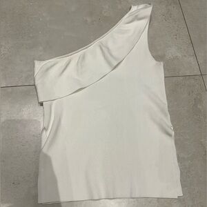 Crescent Cream One-Shoulder Top